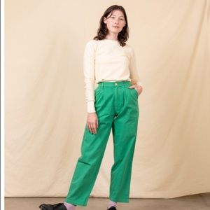 Green Pleated Trousers Pants